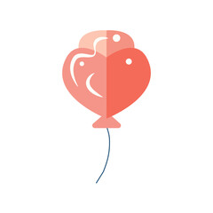 A geometrically styled, curly balloon in a coral color, isolated on a white background. Suitable for print, decoration, poster printing, and home decor.