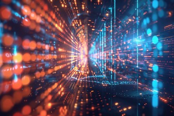 Fototapeta premium Digital transformation concept. Binary code. Programming. Quantum computer.