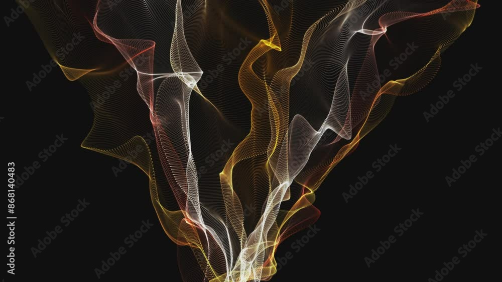 Aufkleber futuristic video animation with particle wave object in slow motion, 4096x2304 loop 4k