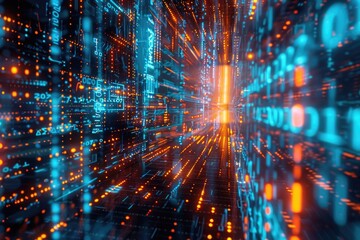 Digital technology background with AI  IoT  deep learning  and server grid.