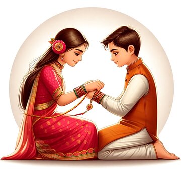 Sister ties rakhi in brother hand. Raksha Bandan Concept