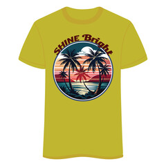 Ocean beach with deep red and navy blue sunset hues combined with vintage palm trees 