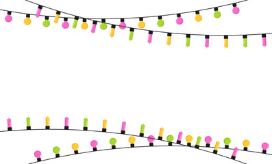 Cute frame border light christmas new year party decoration greeting card illustration