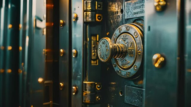Detailed view of a bank vault with a secure lock mechanism, Designing a secure data storage system with multiple layers of protection
