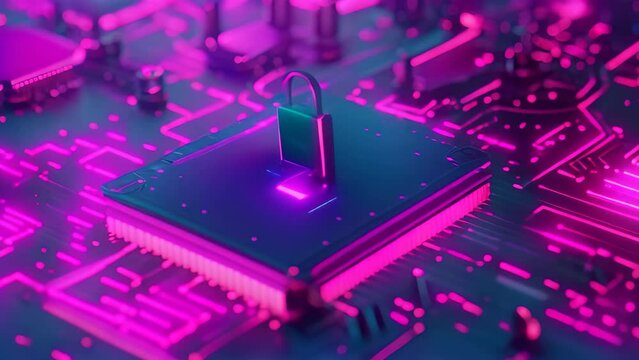 A padlock secured on a circuit board, symbolizing data encryption and security measures, Designing a secure data storage system with multiple layers of protection