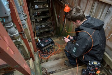Proficient engineer updating home ventilation system for improved indoor air quality