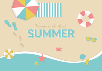 真夏のビーチテンプレ俯瞰01