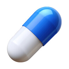 Blue and white capsule 3d isolated on transparent background