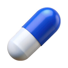 Blue and white capsule 3d isolated on transparent background