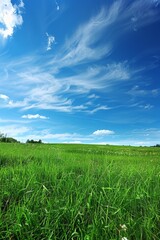 Green Meadow under a Bright Blue Sky