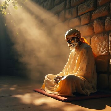 Serene sunlight casting an ethereal glow on the shirdi Sai baba