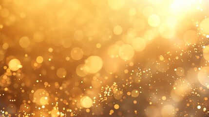 Abstract golden background with bokeh effect and shining defocused glitters. Festive gold texture for Christmas, New Year, birthday, celebration, greeting, victory, success, magic party.