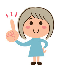 右手の人差し指を立てる女子