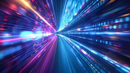 Abstract technology background of high speed global data transfer, ultra fast broadband and connection, digital cyber tech motion