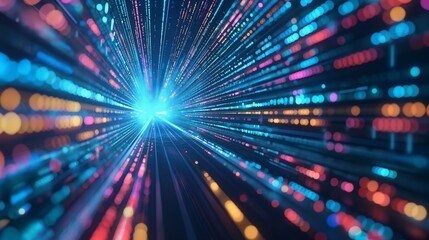 Abstract technology background of high speed global data transfer, ultra fast broadband and connection, digital cyber tech motion