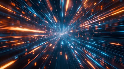 Fototapeta premium Abstract technology background of high speed global data transfer, ultra fast broadband and connection, digital cyber tech motion