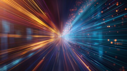 High speed urban traffic on a city highway during evening rush hour, car headlights and busy night transport captured by motion blur lighting effect and abstract long exposure photography