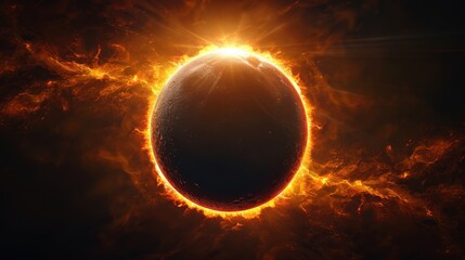 Fototapeta premium Fiery Solar Eclipse in Space 