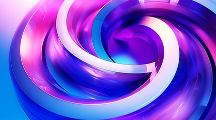 Abstract blue and purple colored rings, 3d render