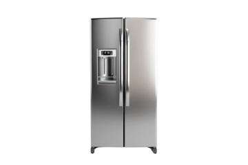Modern Stainless Steel Refrigerator Isolated on White