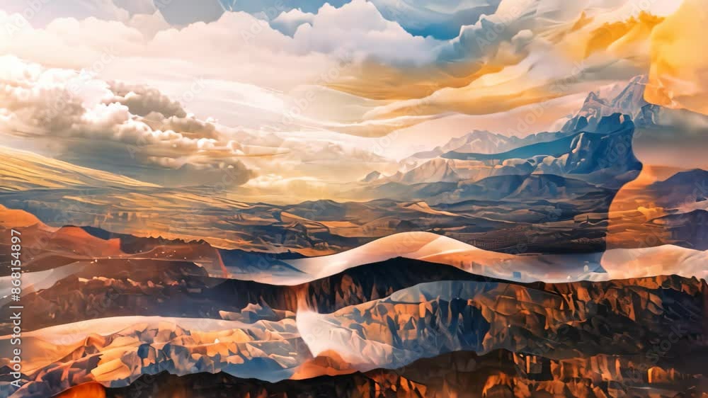 Poster dynamic waves painted in an abstract style create a sense of movement and energy in the artwork, dyn