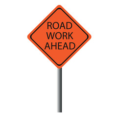 Road Close Ahead Sign - Brazil - Vector illustration of a orange road sign indicating road closed ahead