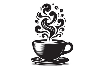 Coffee Cup with Smoke silhouette vector isolated on a white background