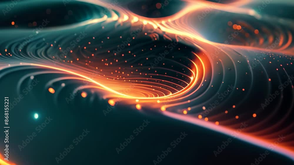 Poster abstract video of wavy waves with energy radiating outward in a dynamic pattern, dynamic waves of en
