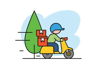 Online delivery service concept, online order tracking, delivery home and office. Scooter and bicycle courier, delivery man. Vector illustration
