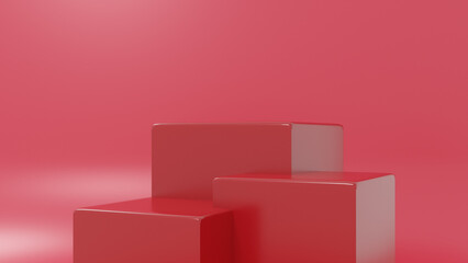 red and white cubes podium