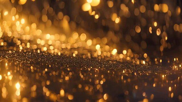Elegant golden sparkles create a mesmerizing effect on a deep black backdrop, Elegant gold gradient fading into a deep, rich hue