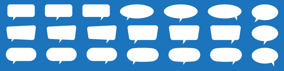 Set of speech bubbles. Speak bubble text, cartoon chatting box, message box. Blank empty speech bubbles.