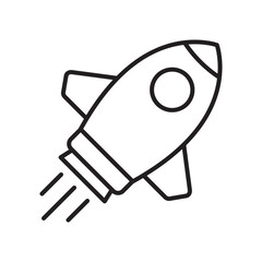 Rocket icon. Simple outline rocket sign. Rocket launched icon.