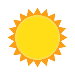 Sun icon in flat style, simple yellow sun.