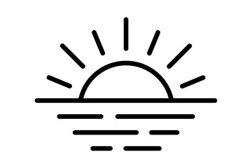 Sunset icon, sunrise icon. Sun, rise symbol. Morning icon.