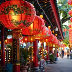 Obraz premium Organizing a traditional Lunar New Year temple fair celebration