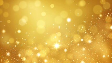 Abstract golden background with bokeh effect and shining defocused glitters. Festive gold texture for Christmas, New Year, birthday, celebration, greeting, victory, success, magic party.