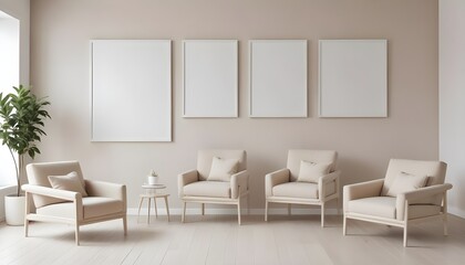 Frame mockup, ISO A paper size. Bedroom poster mockup. Modern interior design. Living room Interior mockup with house background. 3D render