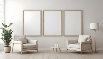 Frame mockup, ISO A paper size. Bedroom poster mockup. Modern interior design. Living room Interior mockup with house background. 3D render