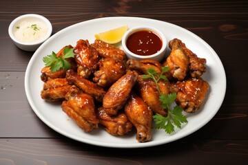Delicious Chicken Wings with Sesame Seeds and Dipping Sauce
