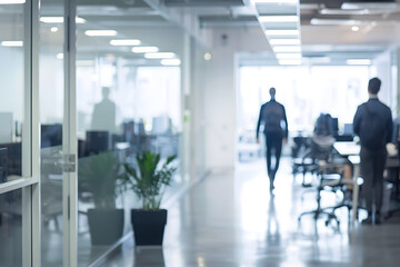 office in white blurry background subtle people blurry