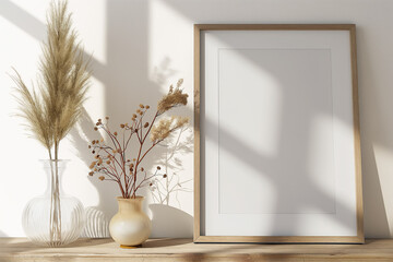 Frame mockup, ISO A paper size. Home Office wall poster mockup. Interior mockup with office background. Modern interior design.