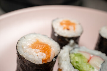 sushi with chopsticks