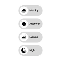Morning, afternoon, evening and night mode button user interface background