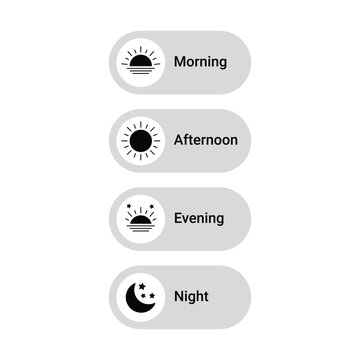Morning, afternoon, evening and night mode button user interface background