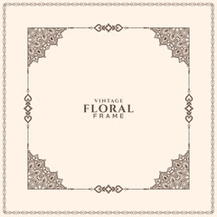 Decorative ethnic floral frame elegant background