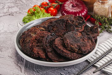 Liver pancakes in the bowl