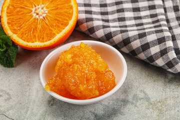 Tasty homemade Orange jam in the bowl