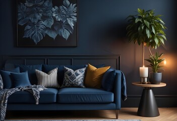 Frame mockup, ISO A paper size. Bedroom poster mockup. Modern interior design. Living room Interior mockup with house background. 3D render