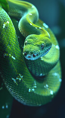 Fototapeta premium Close up of green snake